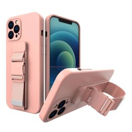 Rope case żelowe etui ze smyczą łańcuszkiem torebka smycz iPhone 12 Pro różowy