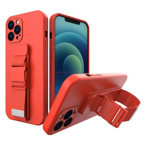 Rope case żelowe etui ze smyczą łańcuszkiem torebka smycz iPhone 12 mini czerwony