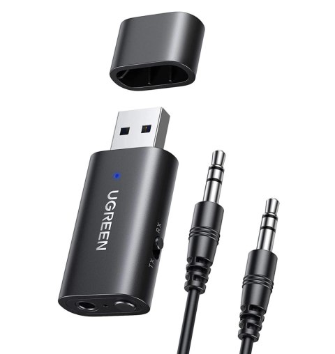 Ugreen transmiter nadajnik / odbiornik Bluetooth 5.1 bezprzewodowy adapter audio 3,5 mm mini jack czarny (CM523 60300)