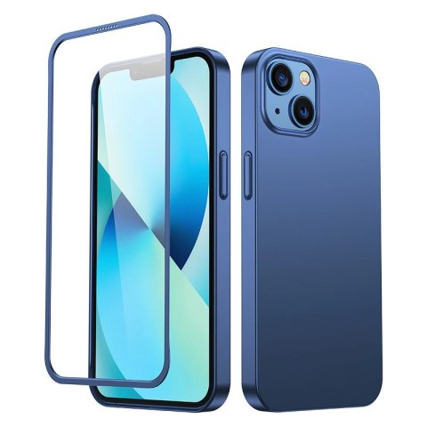 Joyroom 360 Full Case etui pokrowiec do iPhone 13 obudowa na tył i przód + szkło hartowane niebieski (JR-BP927 blue)