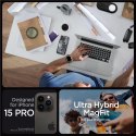 Etui Spigen Ultra Hybrid Mag z MagSafe na iPhone 15 Pro - ciemnoszare (wzór Zero One)