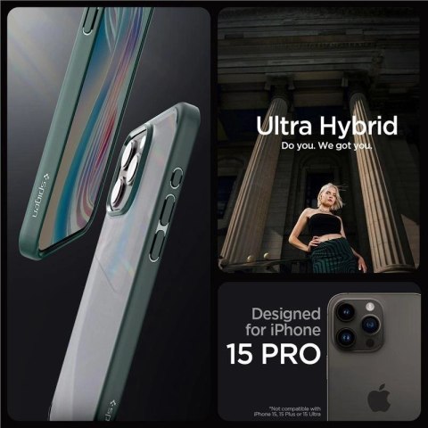 Etui Spigen Ultra Hybrid na iPhone 15 Pro - ciemnozielone