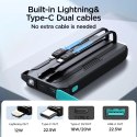 Powerbank Joyroom JR-L017 22.5W 10000mAh z wbudowanymi kablami USB-C / Lightning - czarny