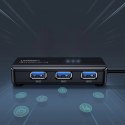 Adapter sieciowy Ugreen 20265 USB-A / RJ45 1000 Mbps HUB 3x USB 3.0 - czarny