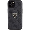 Etui Guess Grip Stand 4G Triangle Strass na iPhone 15 - czarne