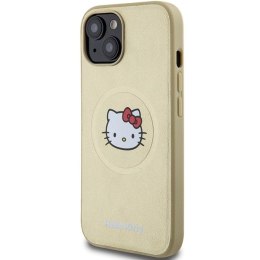 Etui Hello Kitty Leather Kitty Head MagSafe na iPhone 15 - złote