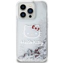 Etui Hello Kitty Liquid Glitter Charms Kitty Head na iPhone 13 Pro / 13 - srebrne