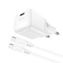 Ładowarka sieciowa Acefast A77 Mini PD 30W GaN + kabel USB-C - biała