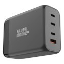 Ładowarka GaN Silver Monkey SMA155 200W 3xUSB-C PD USB-A QC 3.0 z odłączanym kablem zasilającym - czarna