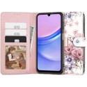 Etui Tech-Protect Wallet na Samsung Galaxy A15 4G / 5G - różowe kwiaty