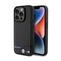 BMW Leather Carbon Blue Line - Case for iPhone 15 Pro (black)