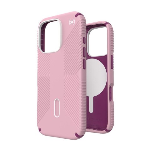 Speck Presidio2 Grip ClickLock & MagSafe - Case for iPhone 16 Pro (Wednesday Pink / Boysenberry Purple / White)