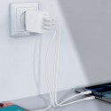 Acefast 2w1 ładowarka sieciowa 2x USB-C / USB-A 65W, PD, QC 3.0, AFC, FCP (zestaw z kablem USB-C 1.2m) biały (A13 white)