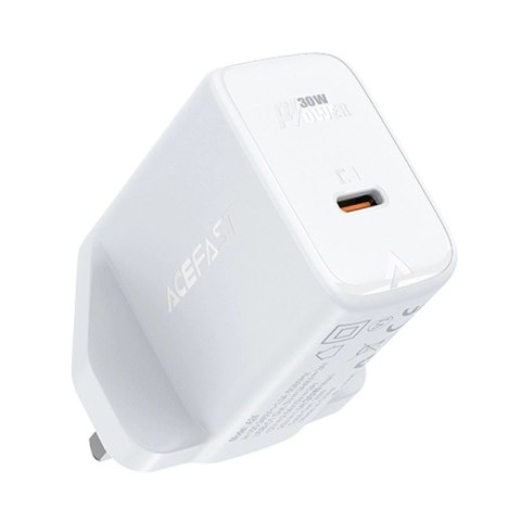 Acefast ładowarka sieciowa GaN (wtyczka UK) USB Typ C 30W, Power Delivery, PPS, Q3 3.0, AFC, FCP biały (A24 UK white)