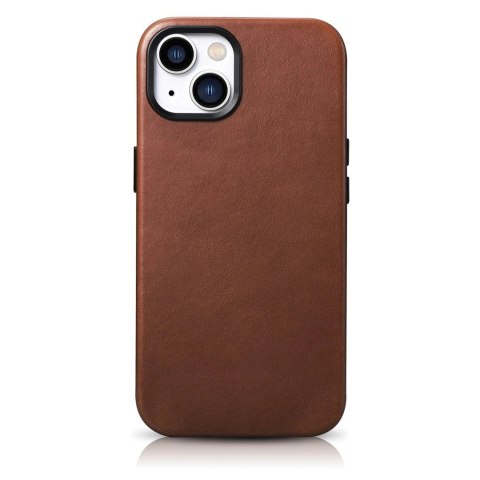 ICarer Oil Wax Premium Leather Case skórzane etui iPhone 14 Plus magnetyczne z MagSafe brązowy (WMI14220703-RB)