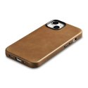 ICarer Oil Wax Premium Leather Case skórzane etui iPhone 14 Plus magnetyczne z MagSafe brązowy (WMI14220703-TN)