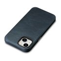 ICarer Oil Wax Premium Leather Case skórzane etui iPhone 14 magnetyczne z MagSafe ciemnoniebieski (WMI14220701-BU)