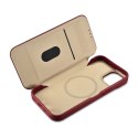 ICarer CE Premium Leather Folio Case skórzane etui iPhone 14 z klapką magnetyczne MagSafe czerwony (WMI14220713-RD)