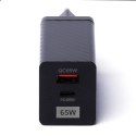 Wozinsky ładowarka GaN 65W z portami USB, USB C wspiera QC 3.0 PD czarna (WWCG01)