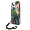 Etui Guess Flower Strap na iPhone 14 - niebieskie