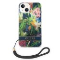 Etui Guess Flower Strap na iPhone 14 - niebieskie