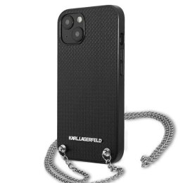 Etui Karl Lagerfeld Leather Textured and Chain na iPhone 13 mini - czarne