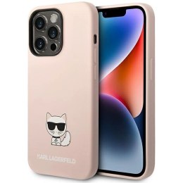 Etui Karl Lagerfeld Silicone Choupette Body na iPhone 14 Pro - jasnoróżowe