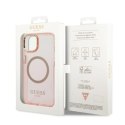 Etui Guess Gold Outline Translucent MagSafe na iPhone 14 Plus - różowe