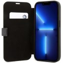 Etui BMW Leather Stamp Blue Lines na iPhone 14 Pro - czarne