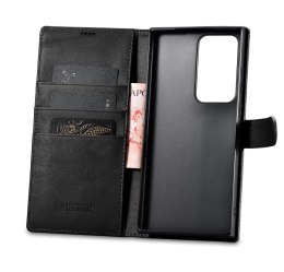 ICarer Wallet Case etui do Samsung Galaxy S23 Ultra skórzany pokrowiec portfel czarne