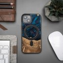 Etui Bewood Unique MagSafe Neptun z drewna i żywicy na iPhone 14 - granatowo-czarne