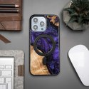 Etui Bewood Unique MagSafe Violet z drewna i żywicy na iPhone 14 Pro Max - fioletowo-czarne