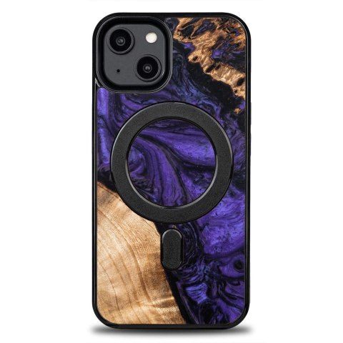 Etui Bewood Unique MagSafe Violet z drewna i żywicy na iPhone 14 - fioletowo-czarne