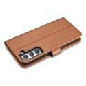 ICarer Haitang Leather Wallet Case skórzane etui do Samsung Galaxy S22+ (S22 Plus) portfel obudowa pokrowiec brązowy (AKSM05BN)