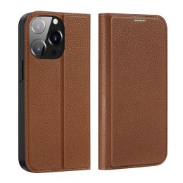 Dux Ducis Skin X2 etui do iPhone 14 Pro pokrowiec z magnetyczną klapką brązowy