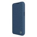 Nillkin Qin Cloth Pro Case etui do iPhone 14 Pro Max osłona na aparat kabura pokrowiec obudowa z klapką niebieski