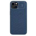 Nillkin Qin Cloth Pro Case etui do iPhone 14 osłona na aparat kabura pokrowiec obudowa z klapką niebieski