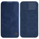 Nillkin Qin Leather Pro Case etui iPhone 14 Plus osłona na aparat kabura pokrowiec obudowa z klapką niebieski