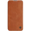 Nillkin Qin Leather Pro Case etui iPhone 14 Pro osłona na aparat kabura pokrowiec obudowa z klapką brązowy