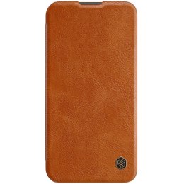 Nillkin Qin Leather Pro Case etui iPhone 14 osłona na aparat kabura pokrowiec obudowa z klapką brązowy