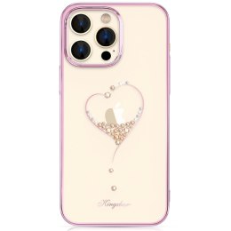 Etui silikonowe z kryształami Swarovski Kingxbar Wish Series do iPhone 14 Pro - różowe