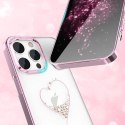 Etui silikonowe z kryształami Swarovski Kingxbar Wish Series do iPhone 14 - różowe