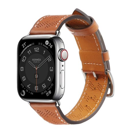 Strap Leather skórzany pasek Apple Watch Ultra, SE, 9, 8, 7, 6, 5, 4, 3, 2, 1 (49, 45, 44, 42 mm) opaska bransoleta brązowy