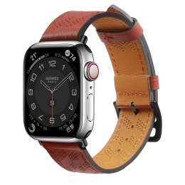 Strap Leather skórzany pasek Apple Watch Ultra, SE, 9, 8, 7, 6, 5, 4, 3, 2, 1 (49, 45, 44, 42 mm) opaska bransoleta czerwony