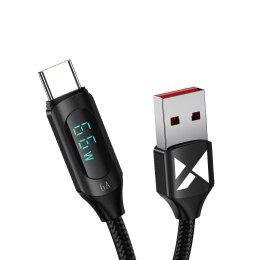 Kabel USB A - USB C Wozinsky WUACC1 z wyświetlaczem 66W 6A 1m - czarny