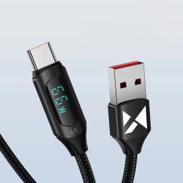 Kabel USB A - USB C Wozinsky WUACC2 z wyświetlaczem 66W 6A 2m - czarny