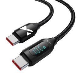 Kabel Wozinsky WUCCC1 USB-C - USB-C PD 100W 480Mb/s 1m z wyświetlaczem - czarny