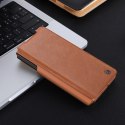 Skórzane etui z klapką i osłoną aparatu do Samsung Galaxy Z Fold 5 Nillkin Qin Leather Pro - brązowy