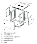 Szafka wisząca rack 6U 600x600 szara szklane drzwi