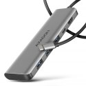 HMC-5H Wieloportowy hub USB-C 3.2 Gen 1, 3x USB-A, 4K HDMI, PD 100W, 100cm USB-C kabel